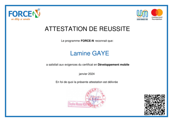Certification en Développement Mobile (Force-N)